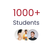 ymbolbild mit "1000+ Students" und Profilbildern von drei Studierenden, die die Vielfalt und den Erfolg der Teilnehmer der Mittelstandsakademie Bayern darstellen.